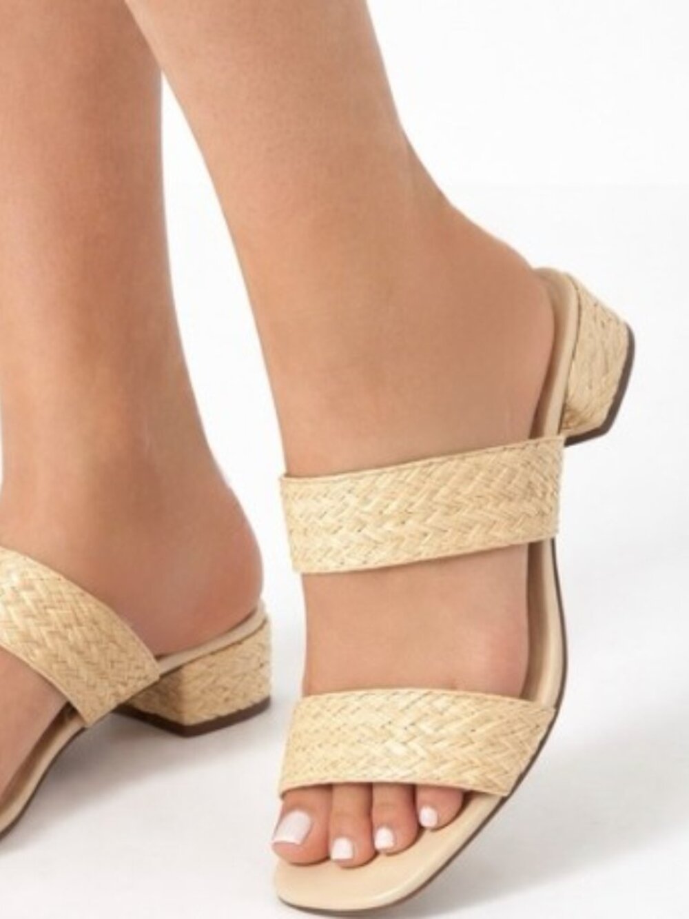 Joie Niki Raffia Block Heel Sandals size 9M Natural Square Toe Braided Shoes